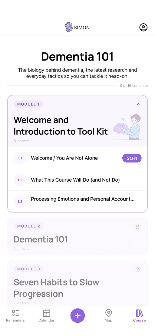 Simon app — Select your Daily 7 screen